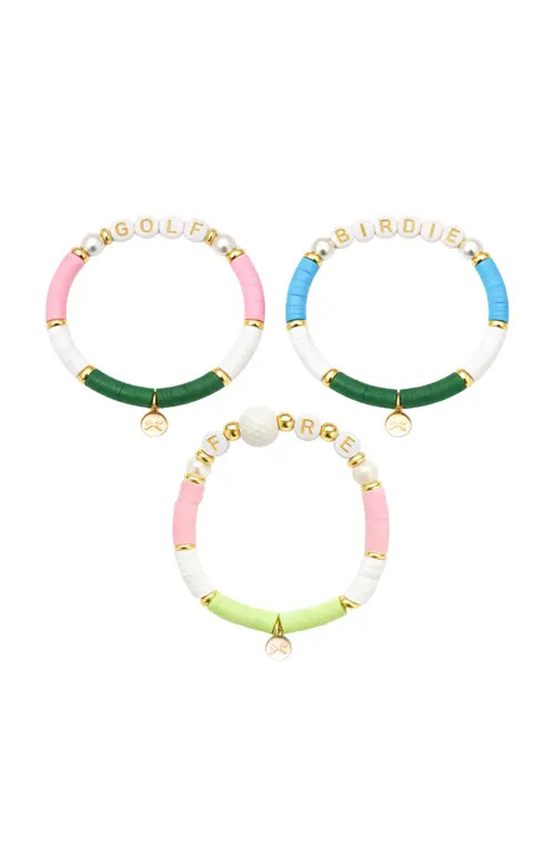 Bits & Bows Golf Lovers Bracelet Set in Green/white/pink/blue at Nordstrom | Nordstrom
