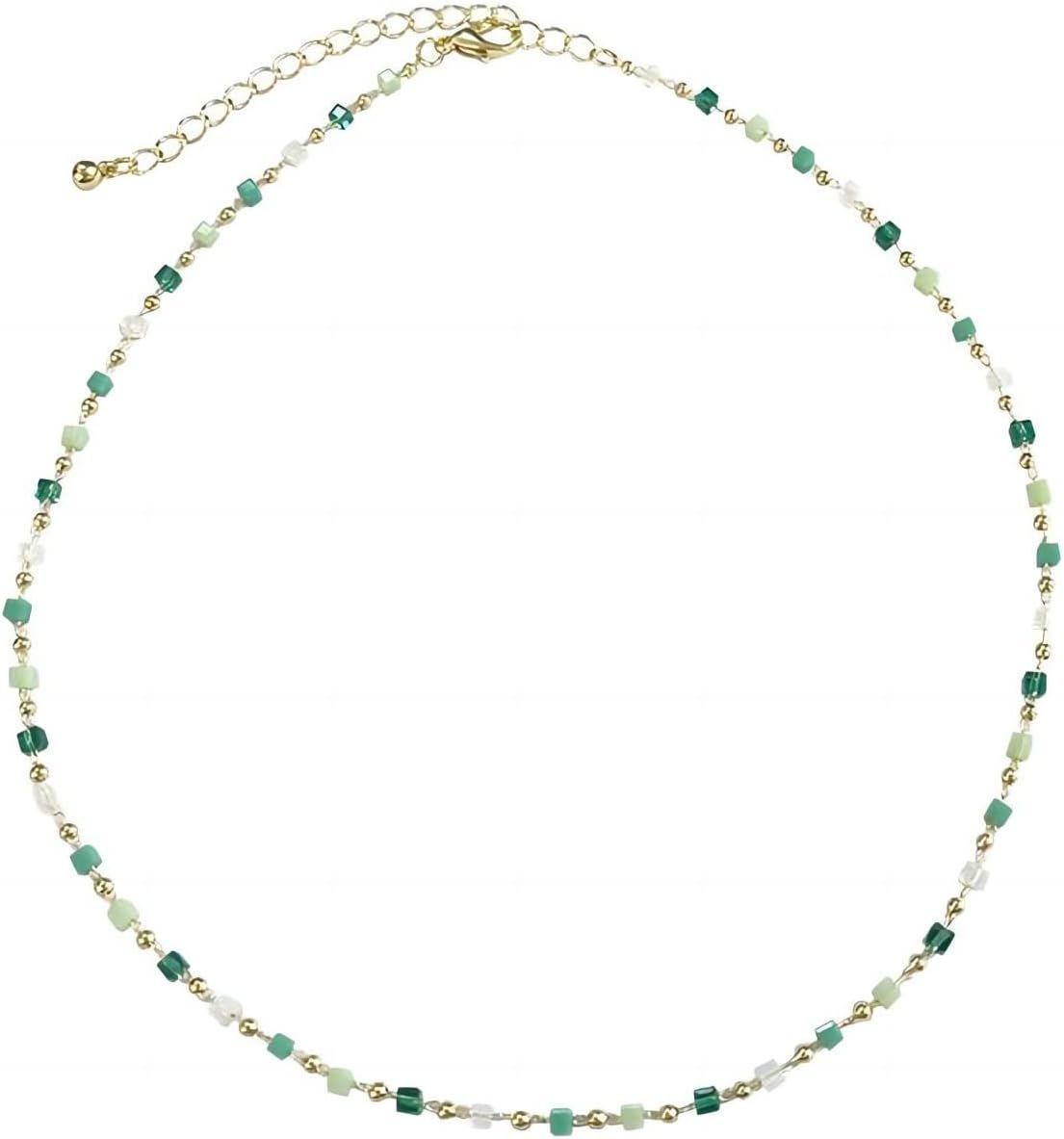 Rrdaily Green Beaded Choker Necklaces for Women, Boho Teen Girls Beach Necklaces Summer Surfer Fi... | Amazon (US)
