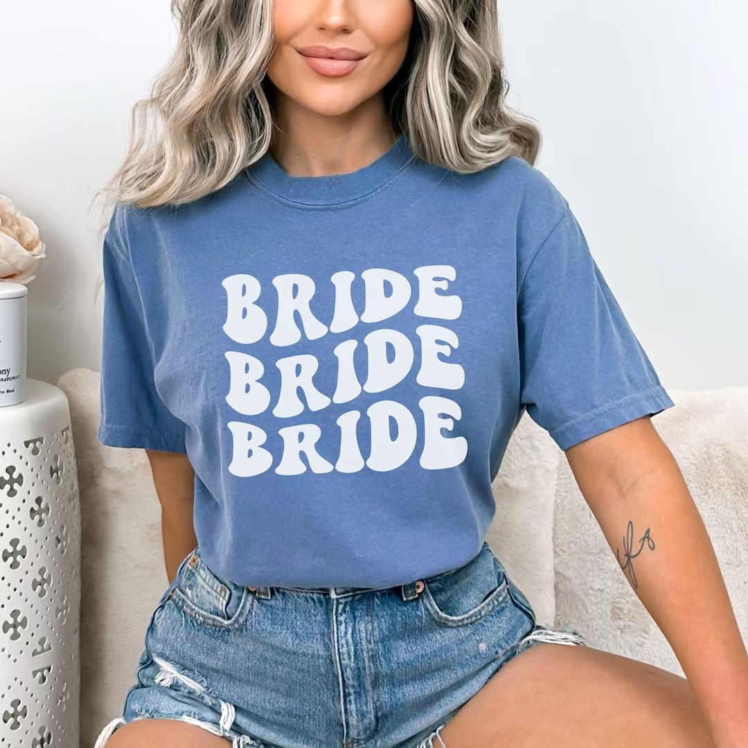 Retro Bride Shirt, Comfort Colors Bride Shirt, Retro Bride To Be Shirt, Wedding Shirt, Bacheloret... | Etsy (US)
