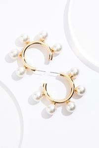 Pearl Ball Gold Hoop Earrings | Cato Fashions
