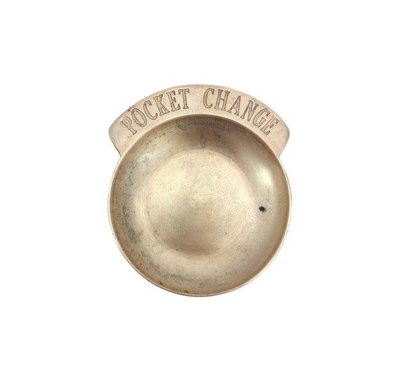 Brass Pocket Change Tray Vintage Trinket Dish Coin Holder Catchall Bowl Dresser Vanity Gifts for Him | Etsy (US)