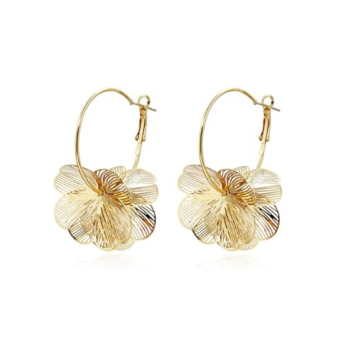 Flower Earrings for Women Boho Spring Summer Flower Floral Hoop Drop Dangle Statement Earrings Tr... | Amazon (US)