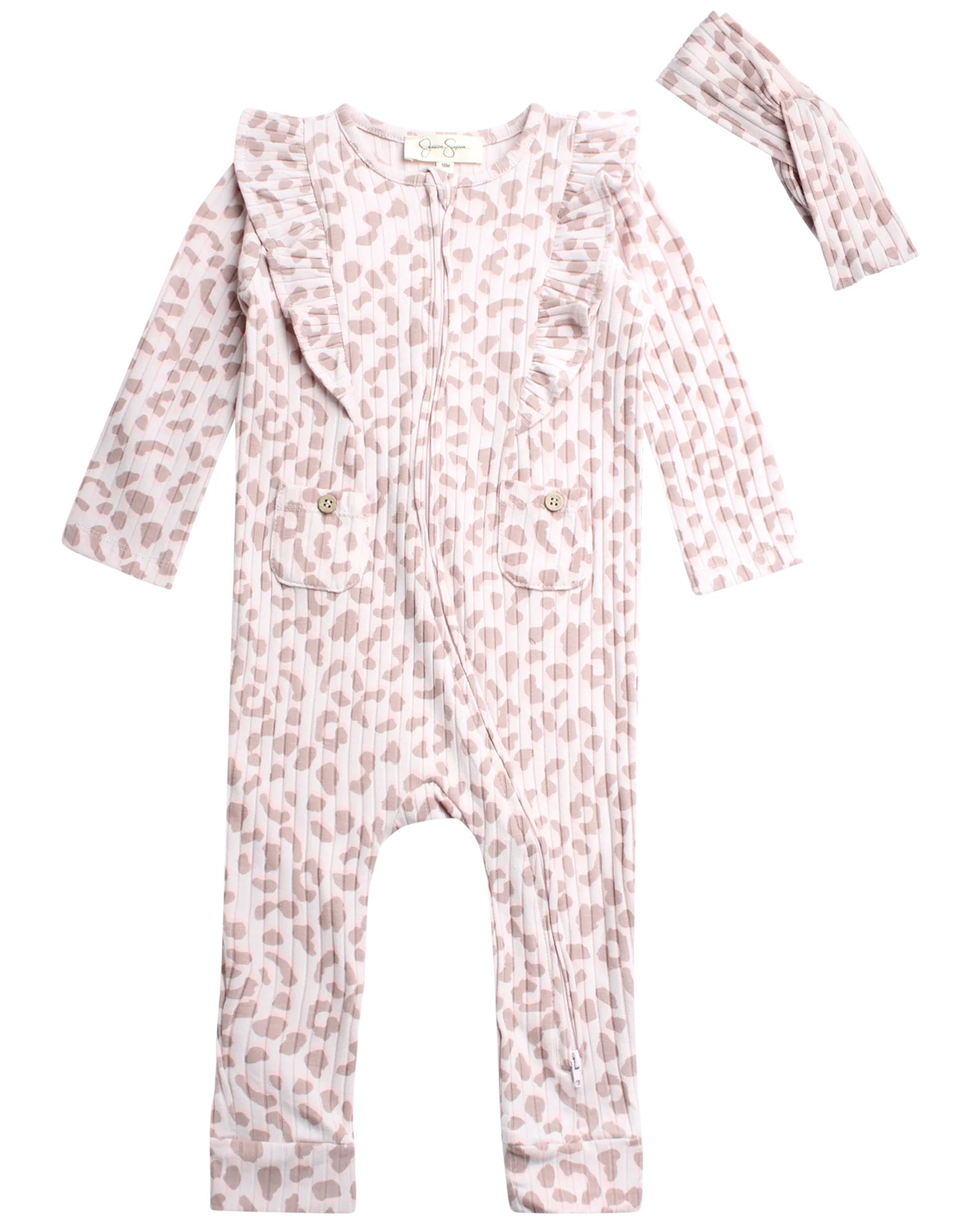 Jessica Simpson Baby Girls' Romper - One Piece Footie Jumpsuit, Hat/Headband 0-24M | Walmart (US)