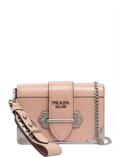 PRADA, Small cahier polished leather bag, Light pink, Luisaviaroma | Luisaviaroma