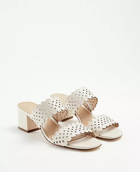 Liv Perforated Leather Block Heel Sandals | Ann Taylor (US)