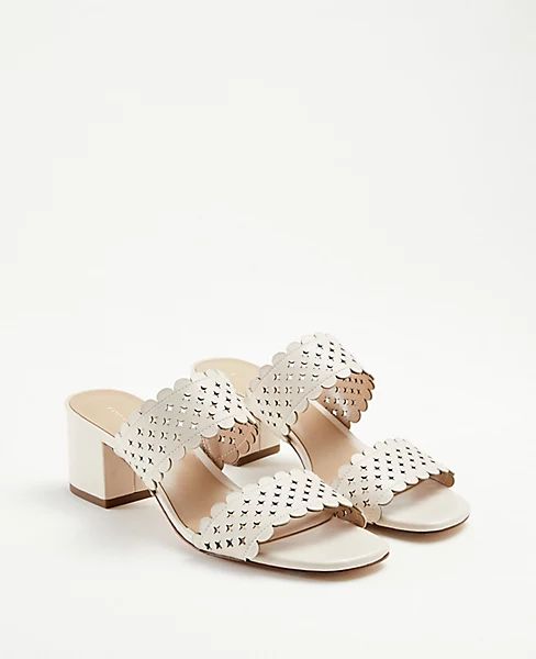 Liv Perforated Leather Block Heel Sandals | Ann Taylor (US)