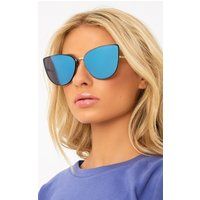Blue Mirror Lens Frameless Sunglasses | PrettyLittleThing US