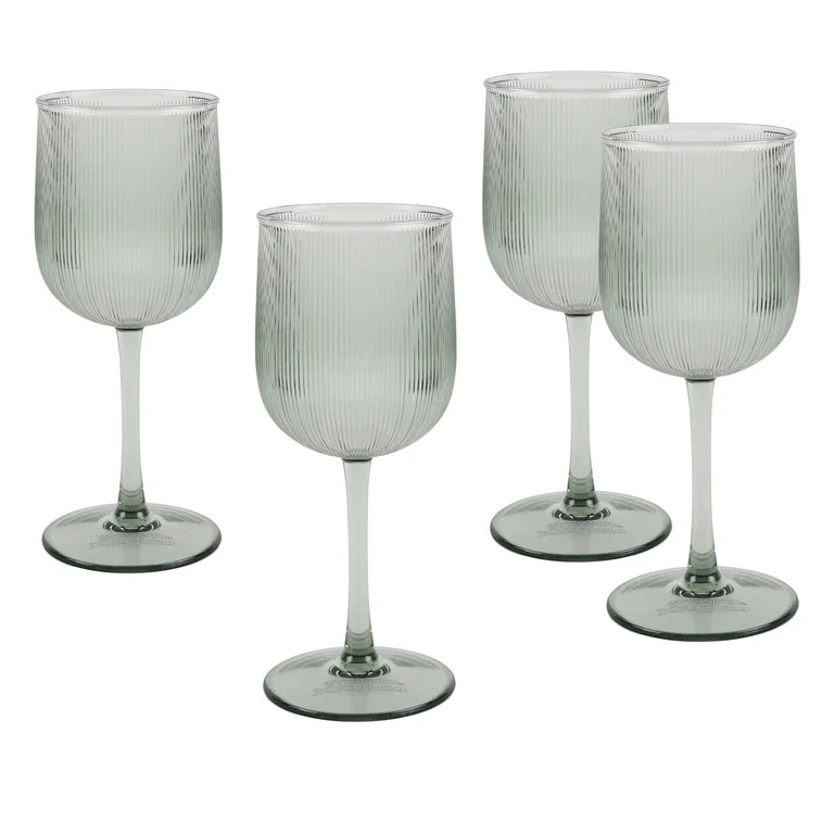 Better Homes & Gardens 4-Piece Green Ribbed Tritan Wine Glass Set | Walmart (US)