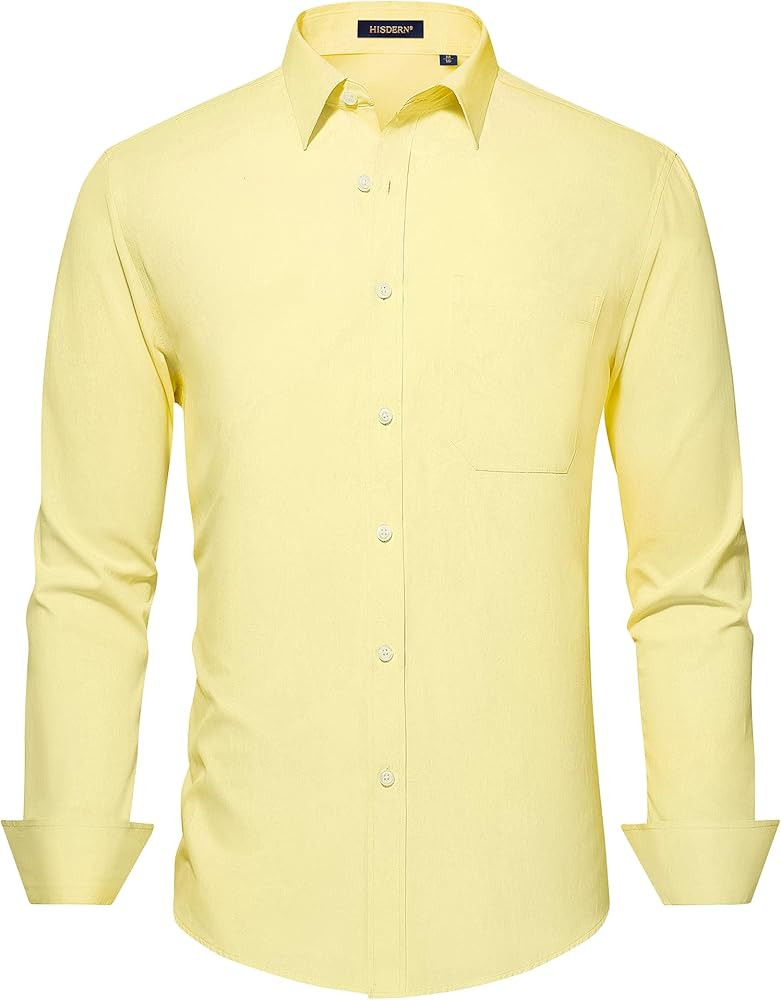 HISDERN Mens Dress Shirts Long Sleeve Button Down Casual Shirts for Men Inner Contrast Formal Bus... | Amazon (US)