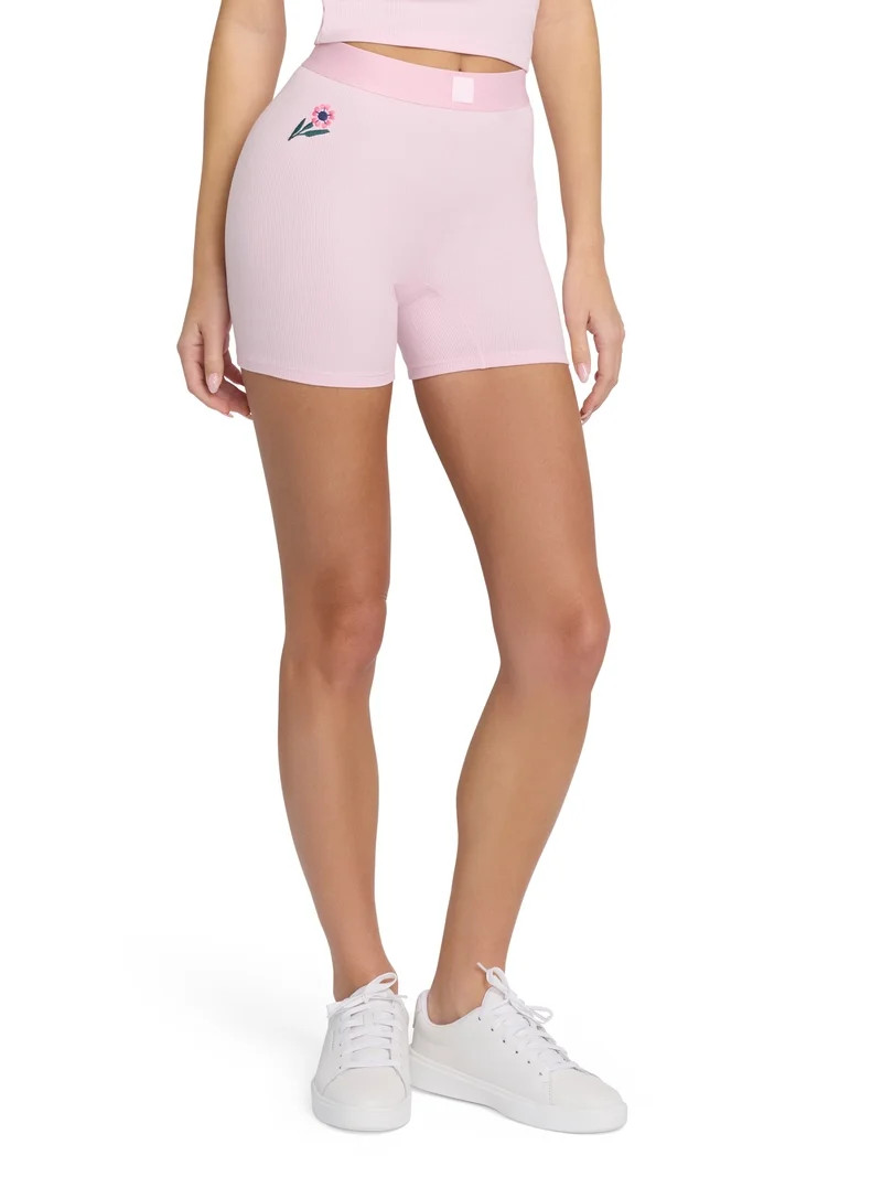 Mills by Millie Bobby Brown Women's Embroidery Ribbed Bike Short, Sizes XXS-XXL | Walmart (US)