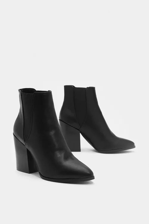 Faux Leather Pointed Toe Chelsea Boots | Nasty Gal (US)