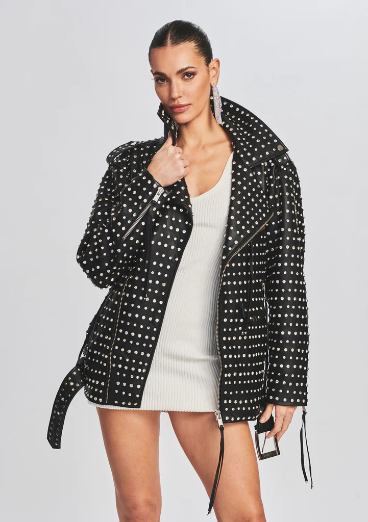 Icon Leather Embellished Jacket | Retrofete