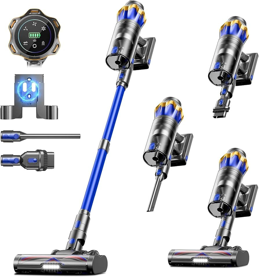 Cordless Vacuum Cleaner, Upgraded 650W 55KPA 70Mins Cordless Stick Vacuum Cleaner with Self-Stand... | Amazon (US)