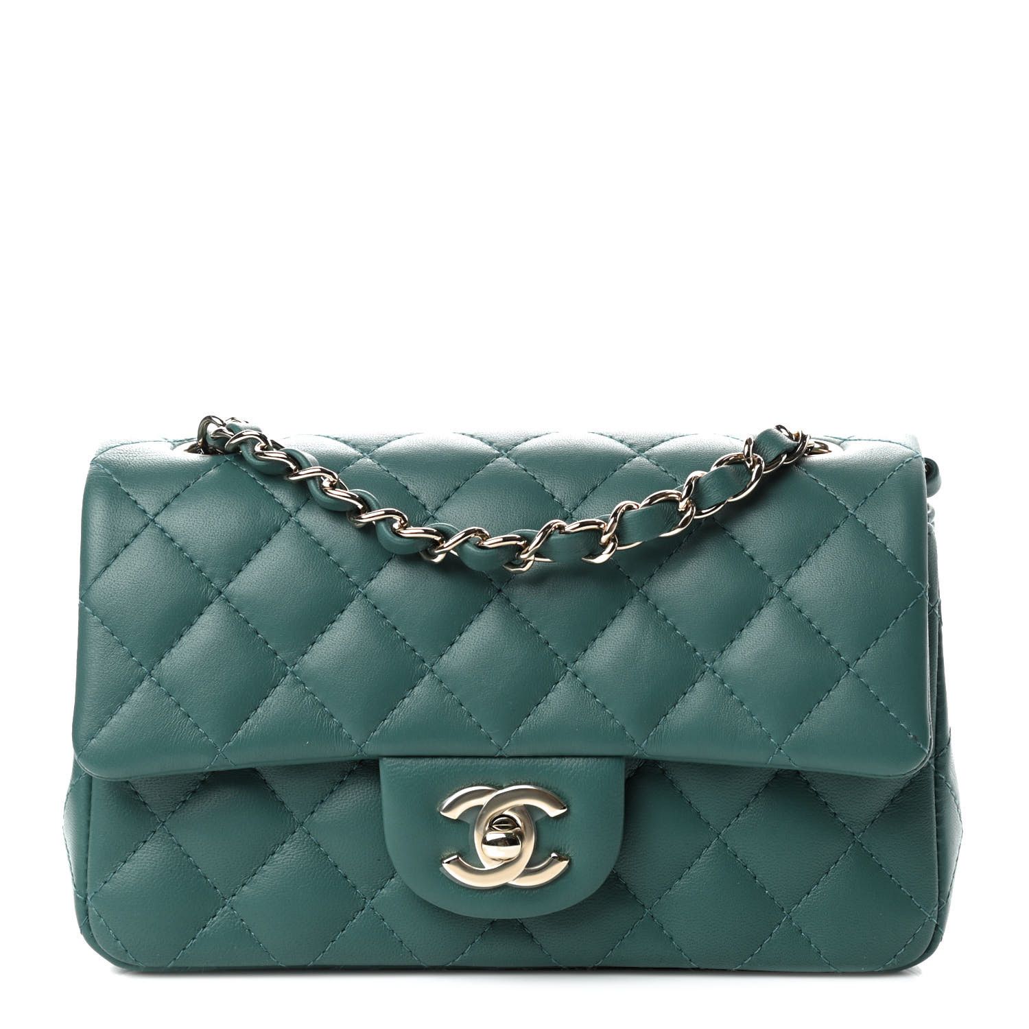 Lambskin Quilted Mini Rectangular Flap Green | Fashionphile