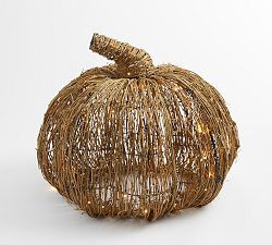 Lit Woven Pumpkin | Pottery Barn (US)