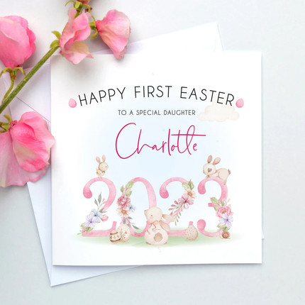 Click for more info about Personalised Girl's First Easter card, Granddaughter 1st Easter, Baby First Easter gift, Daughter...