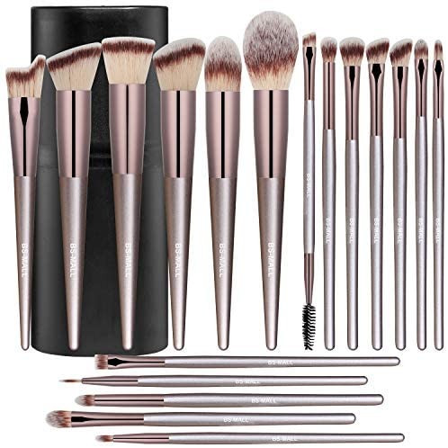 BS-MALL Makeup Brush Set 18 Pcs Premium Synthetic Foundation Powder Concealers Eye shadows Blush ... | Amazon (US)