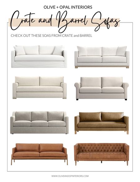 Check out some of our favorite sofas from Crate and Barrel  
.
.
.
Crate and Barrel 
Slipcover 
Bench Sofa
Rolled Arm
Leather Sofa
Tufted
Modern
Farmhouse
Industrial
Coastal
Metal Legs
Wood Legs

#LTKstyletip #LTKbeauty #LTKhome