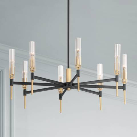 Maxim Flambeau 33"W Black and Brass 8-Light LED Chandelier | Lamps Plus