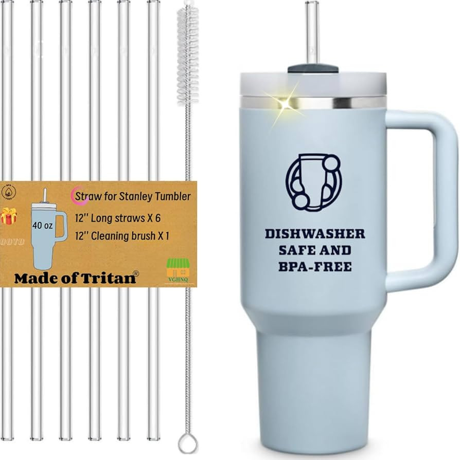Straw Replacement for Stanley Tumbler 40/30 oz, 12 inch Tritan Extra Long Straws for Stanley Cup,... | Amazon (US)
