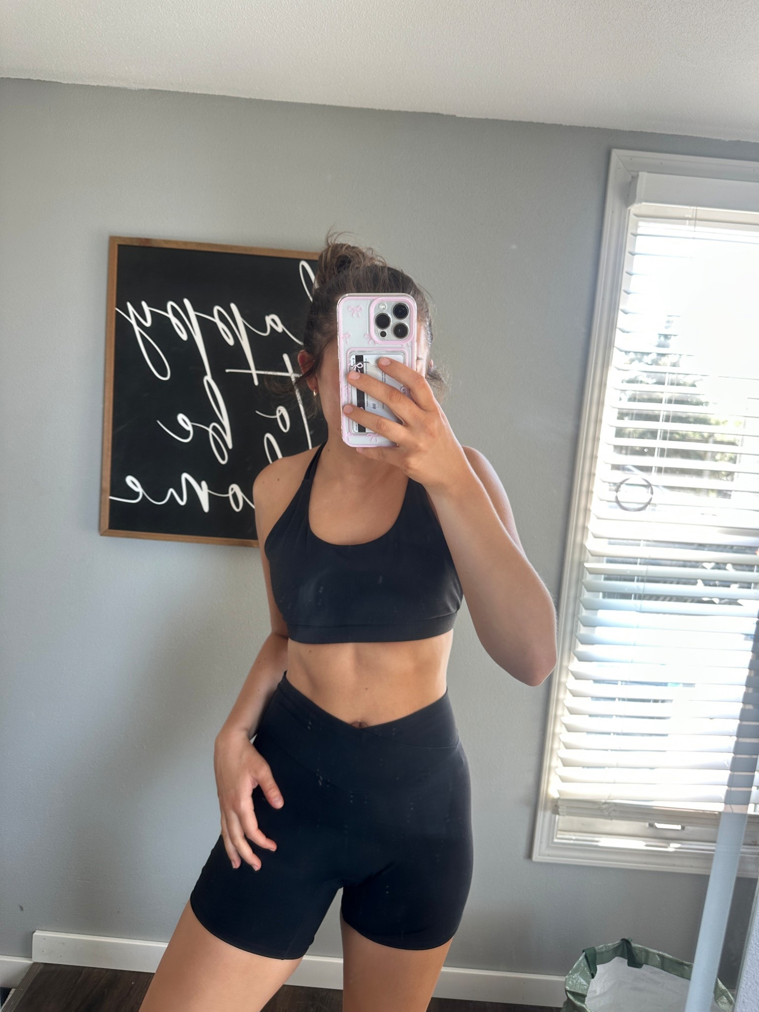 workout outfit // summer outfit // barre outfit // pilates outfit // activewear // biker shorts // sports bra // amazon finds 