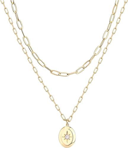PAVOI 14K Gold Plated Star, Coin, Butterfly, Lightning Cluster Pendant Necklace for Women | Amazon (US)