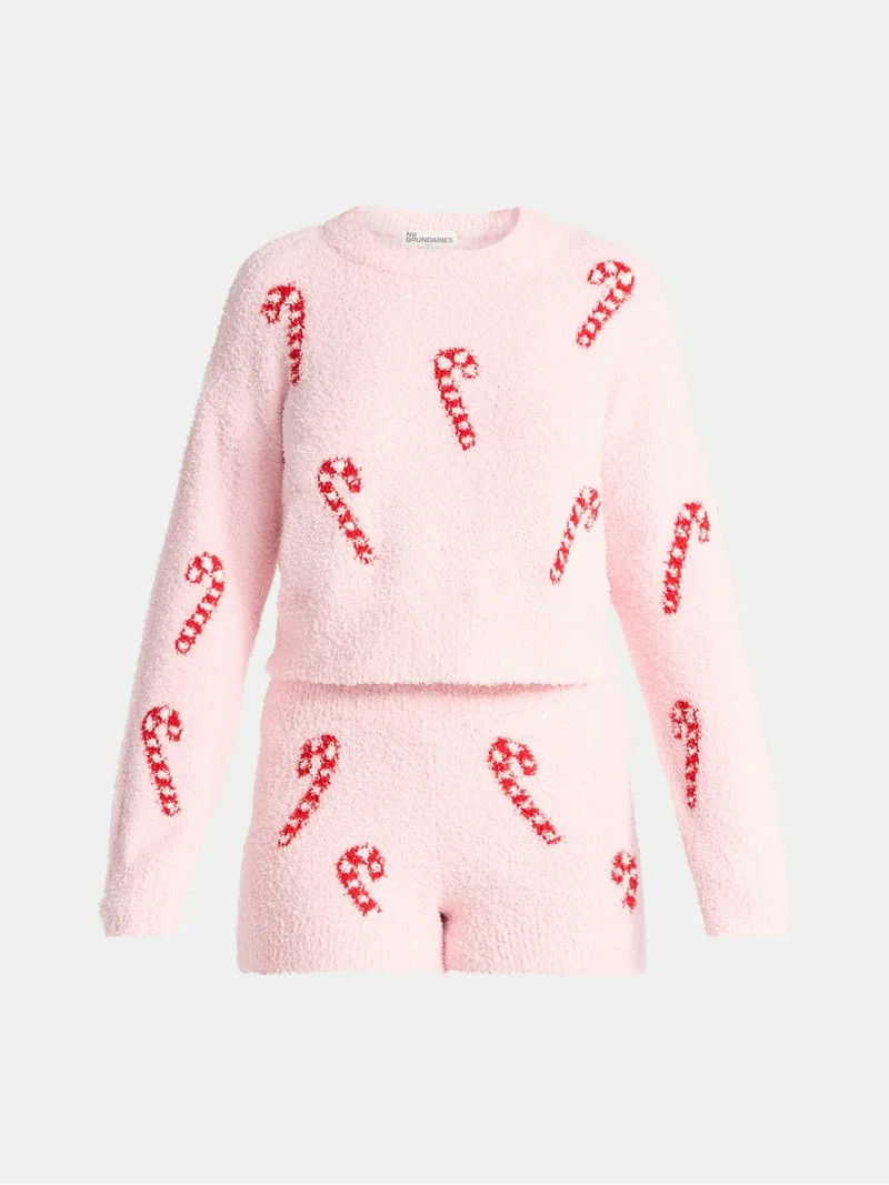 No Boundaries Christmas Plush Sweater and Shorts Set, 2-Piece, Women’s | Walmart (US)