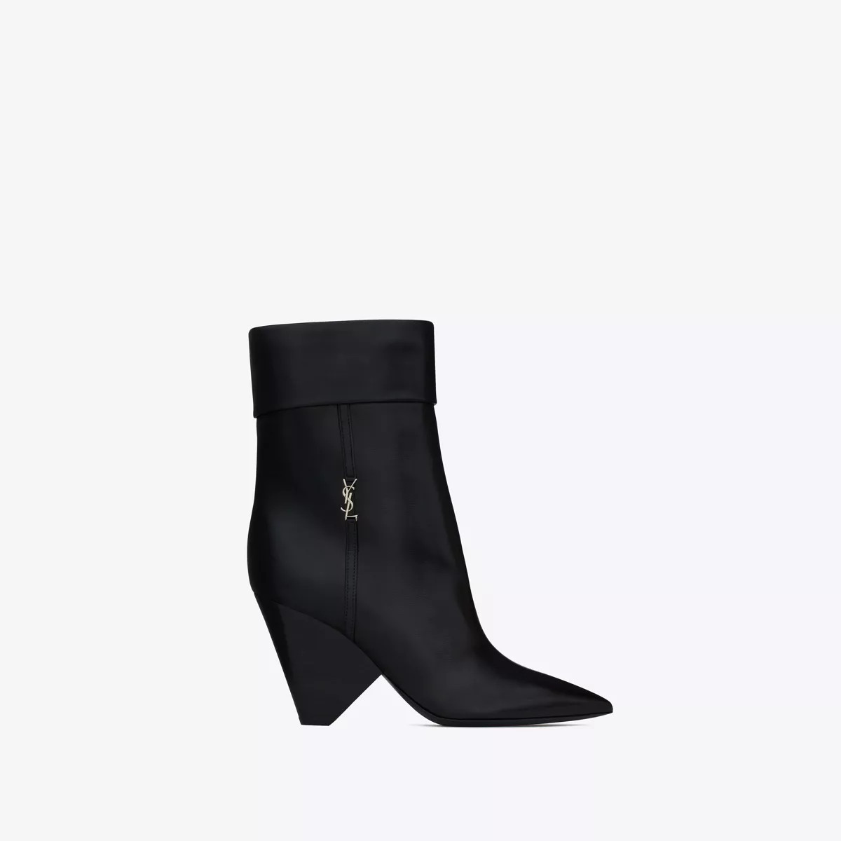 Niki Booties In Smooth Leather And Silver-Tone Monogram Black 10 | Saint Laurent Inc. (Global)