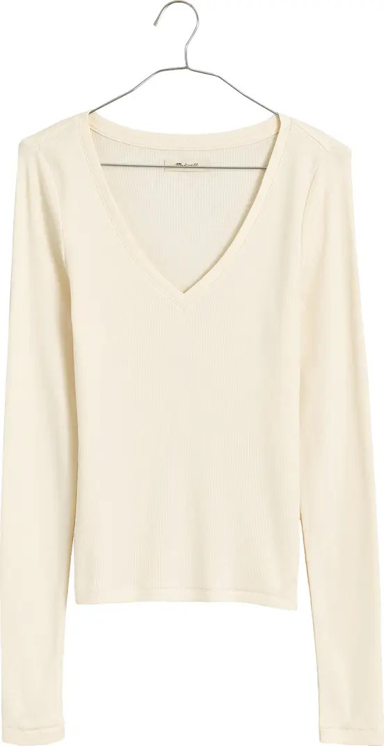 Long Sleeve V-Neck Rib Top | Nordstrom