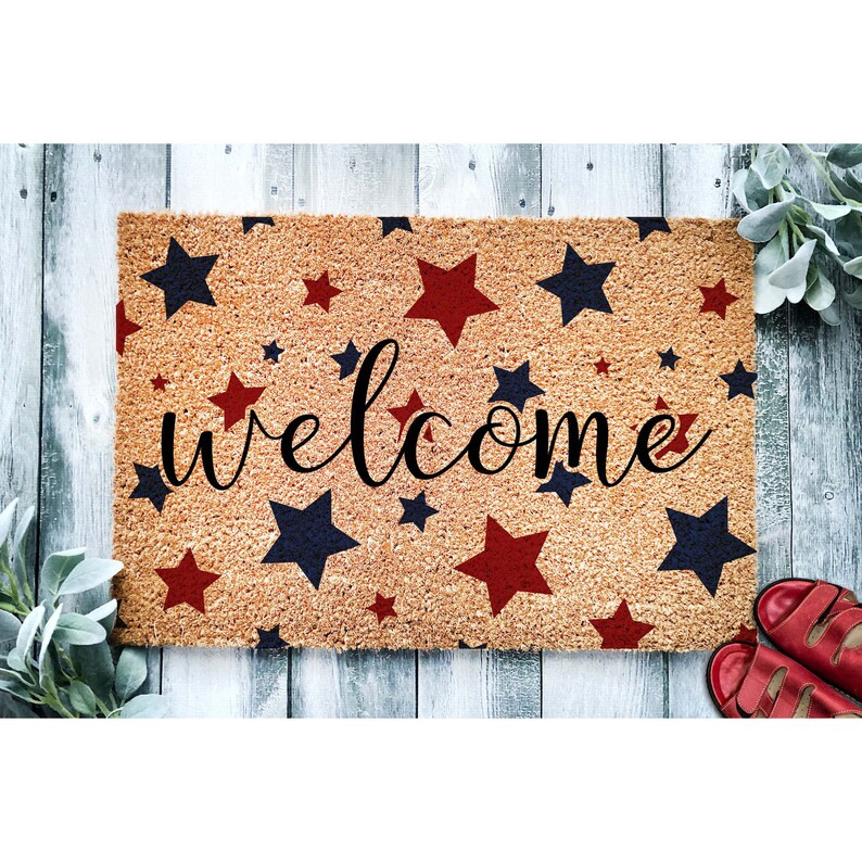 Doormat Star Spangled Welcome Patriotic Door Mat Independence Day Housewarming Gift Closing Gift ... | Etsy (US)