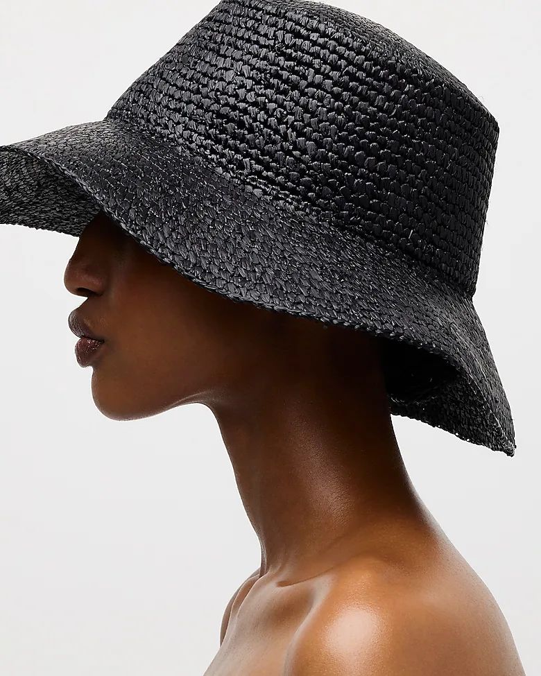 Wide-brim raffia bucket hat | J.Crew US