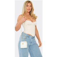 Demy Zip Detail Cross Body Vanity Bag In White Quilted Faux Leather, Women's Size UK 0 | EGO (UK)