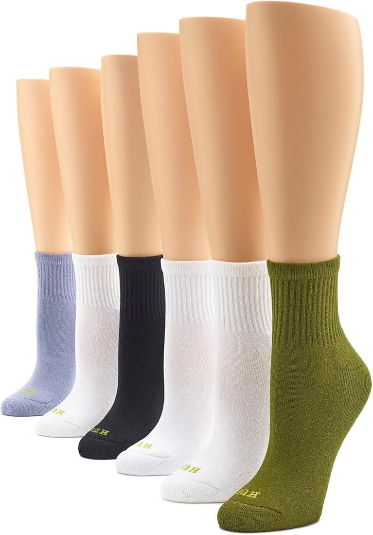 HUE Women's Cotton Mini Crew Socks - Size 6-10 - Ladies Athletic Cushioned Workout Socks | Amazon (US)