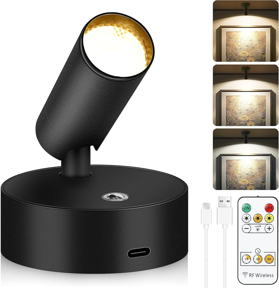 Wireless LED Spotlight Indoor with Remote, Uplighting Indoor with Rechargeable Battery Operated, ... | Amazon (US)