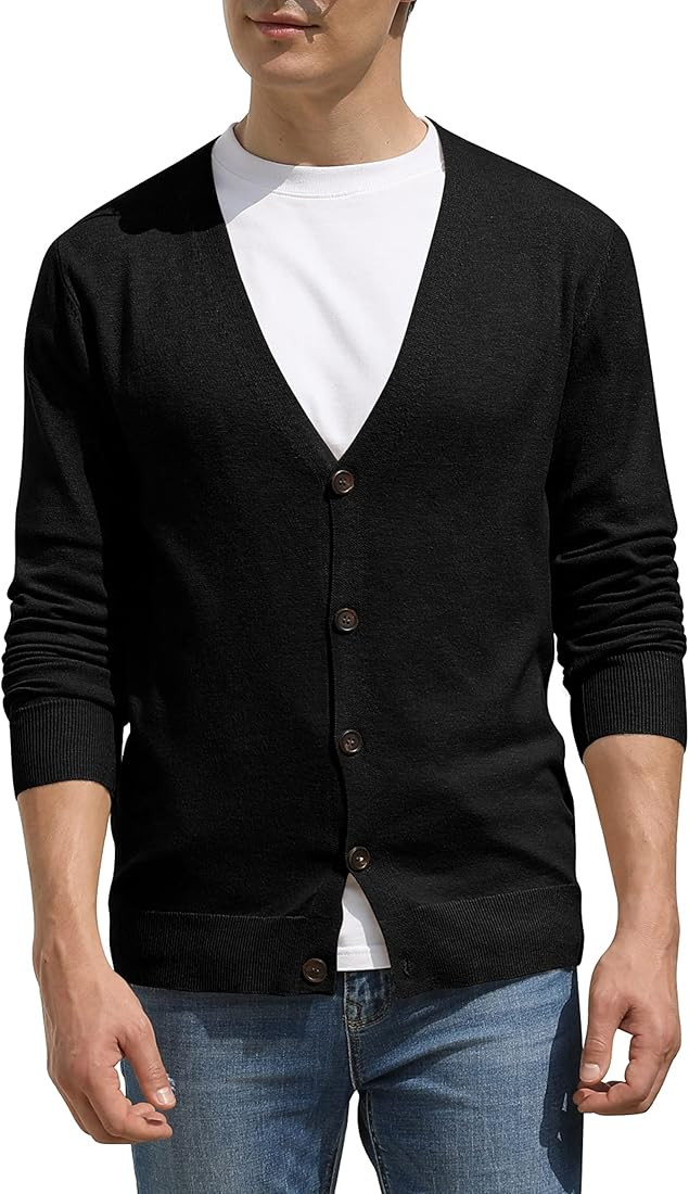 Men's Lightweight V-Neck Wool Knit Casual Cardigan Sweater | Amazon (CA)
