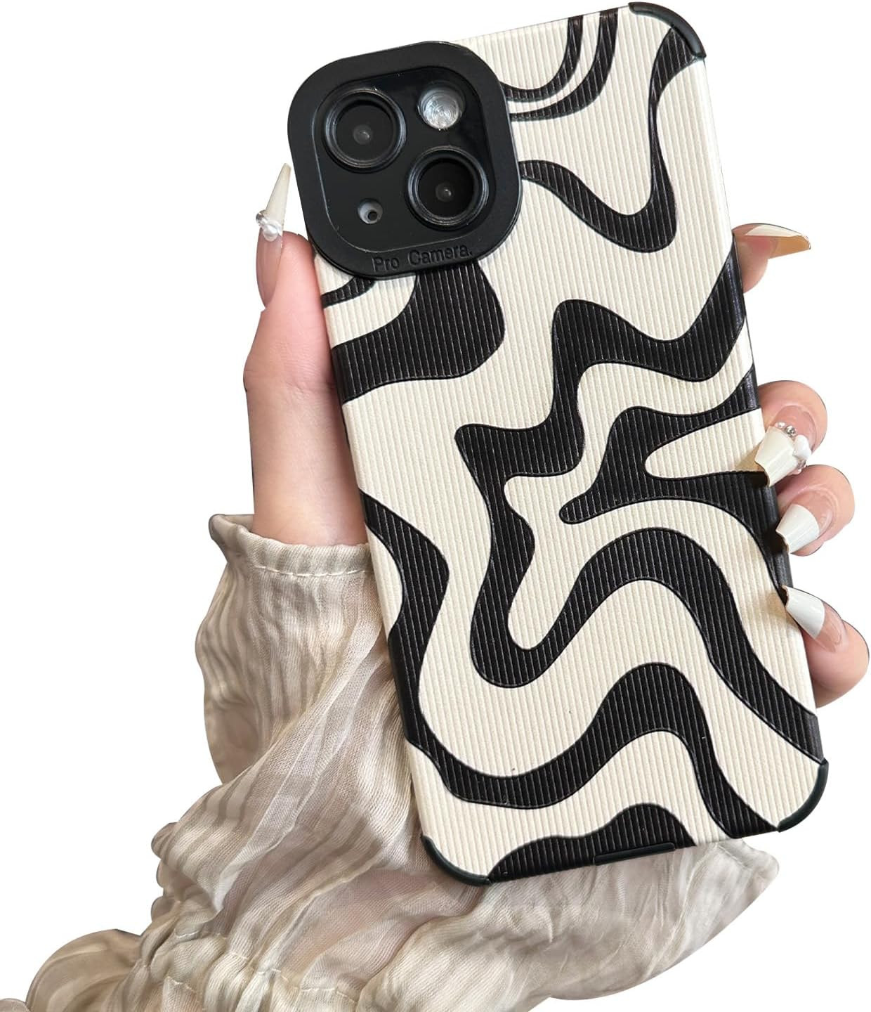 Designed for iPhone 13 Phone Case, Soft PU Leather TPU and Cute Art Wavy Painted for Women Girls,... | Amazon (US)