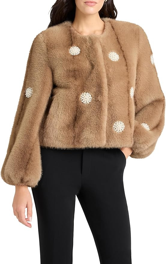 Cinq à Sept womens Pearl Coral Bubbles Faux Mink Benson Coat | Amazon (US)