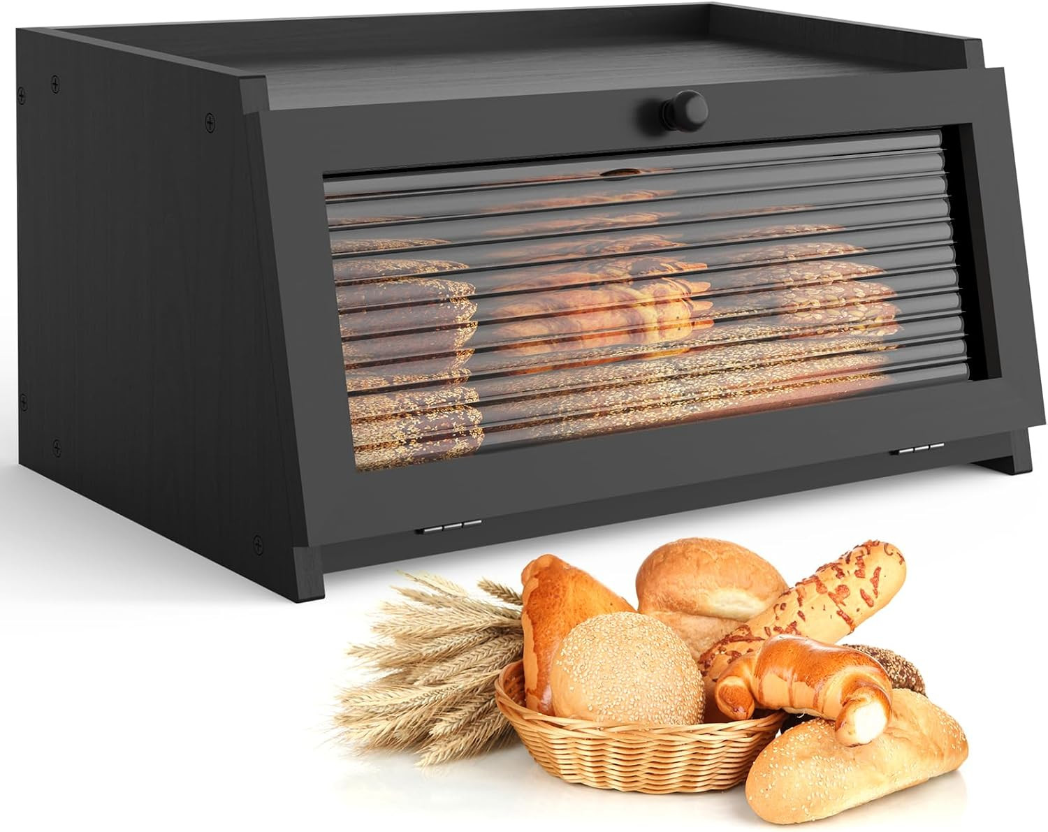 Bread Box for Kitchen Countertop,Black | Amazon (US)