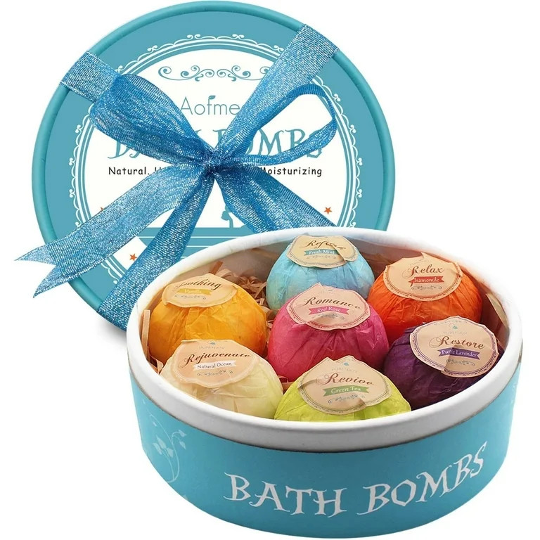 Aofmee Bath Bombs Set, 7 Natural Essential Oils Spa Bubble Bath Salts,  Self Care Gifts Fizzy Sui... | Walmart (US)