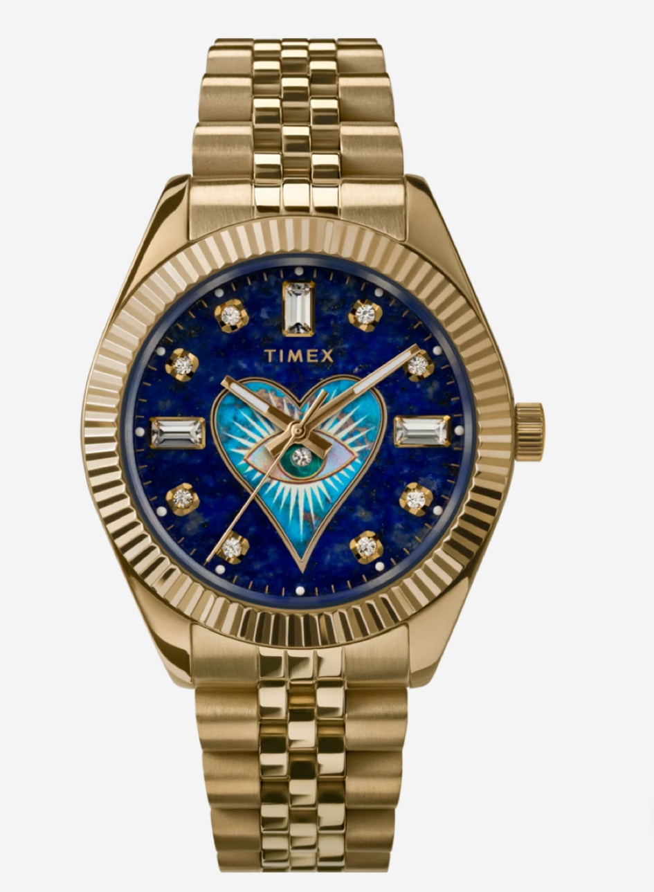 Timex Legacy x Jacquie Aiche Lapis Tribe Eye 36mm Watch. The Sweet Romance collection honors all that fills the heart - passion, kindness, connection and of course, love. With the Jacquie Aiche signature tribe eye in the center as a symbol of endless protection and divine guidance, this power piece will illuminate both your spirit and your stack. An open heart is a magnet for miracles… Lapis assists in self-expression, giving you the power to communicate what is on your mind with clarity and confidence. This deep blue beauty is an essential stone for leaders and lovers alike. When you clearly articulate your emotions and speak from your heart, you inspire those around you to do the same.

#LTKworkwear #LTKtravel #LTKstyletip