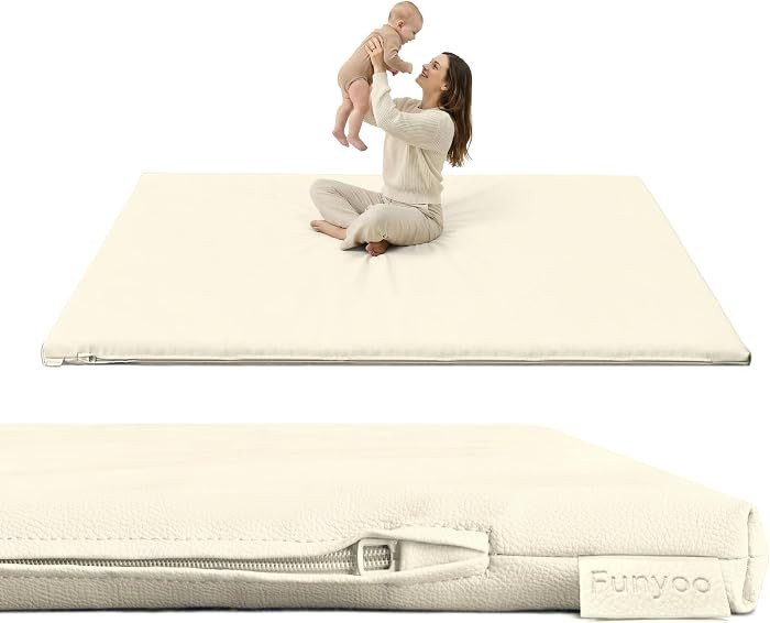 Vegan Leather Baby Play Mat, 71x59 Thick Cushioned Waterproof Playpen Mat, Stylish Removable Cove... | Amazon (US)