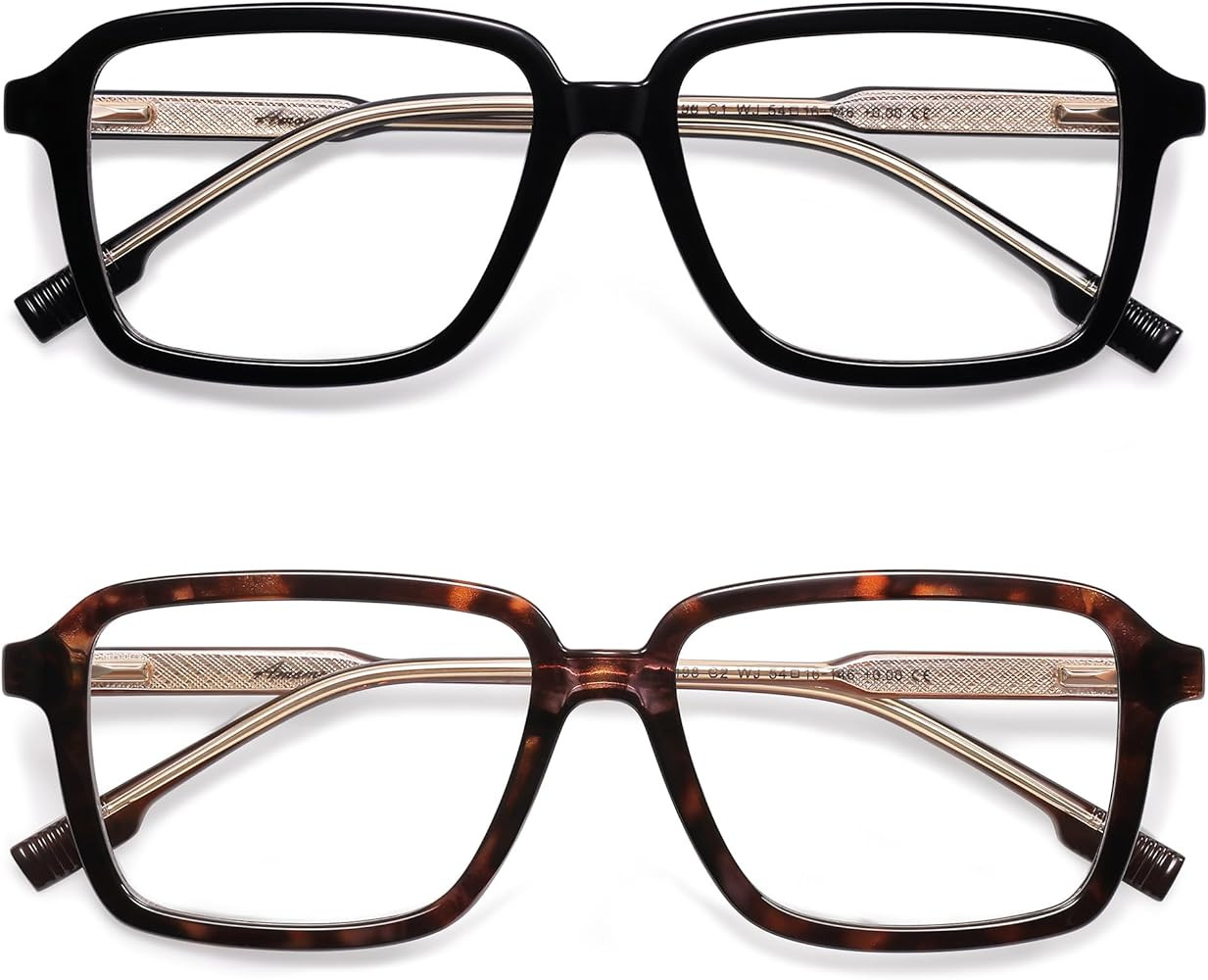 AMOMOMA 2 Pack Retro Reading Glasses for Women Men,Rectangle Blue Light Computer Reader Frame AM6... | Amazon (US)