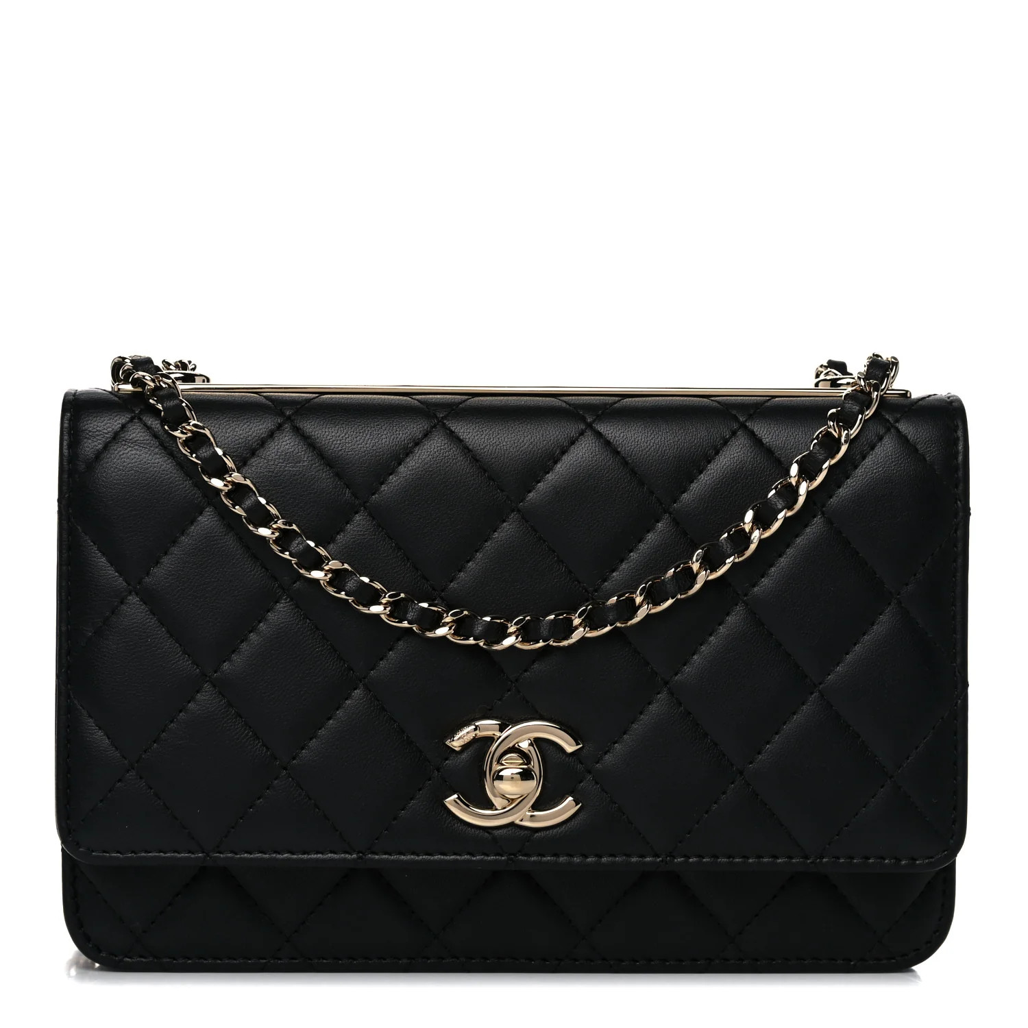 CHANEL Lambskin Quilted Trendy CC Wallet On Chain WOC Black | FASHIONPHILE | Fashionphile