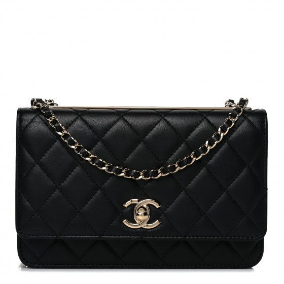 CHANEL Lambskin Quilted Trendy CC Wallet On Chain WOC Black | FASHIONPHILE | Fashionphile