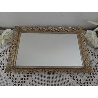 Vintage Gold Mirror Vanity Tray Ornate Filigree Design Midcentury Hollywood Regency French Country Farmhouse Shabby Chic Cottage Home Decor | Etsy (US)