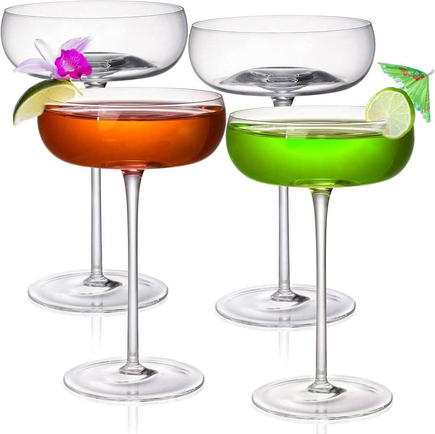 Coloch 4 Pack Cocktail Coupe Glasses with Stem, 7oz Crystal Tall Martini Glasses Vintage Champagn... | Amazon (US)