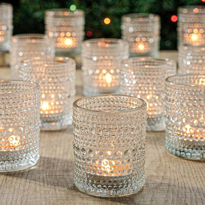 48pcs Votive Candle Holders for Home Decor, Clear Glass DIY Wax Filling Tealight Candle Holders, ... | Amazon (US)