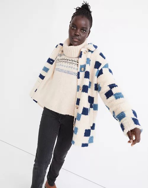 (Re)sourced Sherpa Belrose Shirt-Jacket in Checkerboard | Madewell