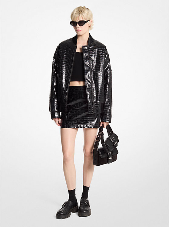 Crocodile Embossed Bomber Jacket | Michael Kors US