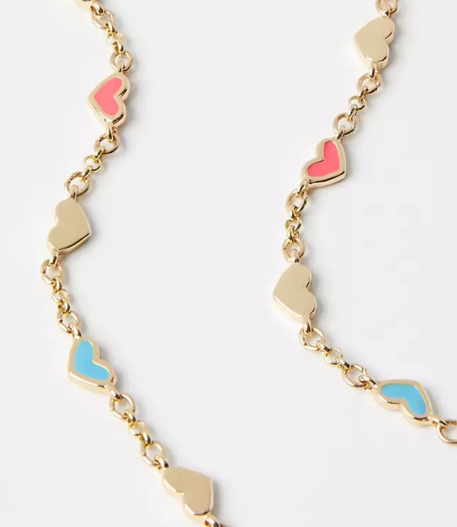 Enamel Heart Station Necklace | LOFT